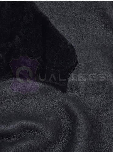 Мех дубленочный Овчина Merino | Цвет: Черный Полоса Лазер