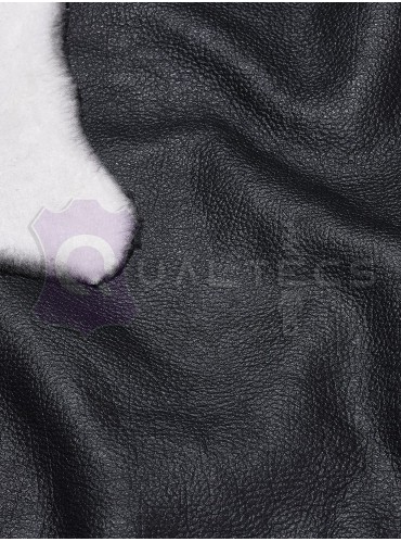 Мех дубленочный Овчина Merino | Цвет: Черный | Цвет меха: Белый